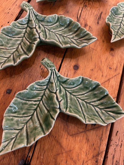 Vintage Ceramic Leaves Small Dish. Made in Portugal. Bordallo Pinheiro.