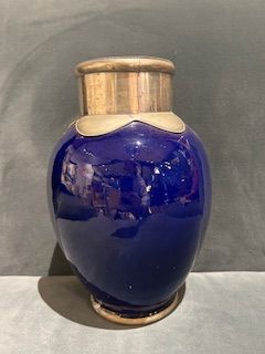 Vintage Moroccan Ceramic Vase with Metal Details