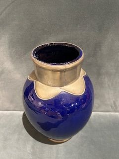 Vintage Moroccan Ceramic Vase with Metal Details