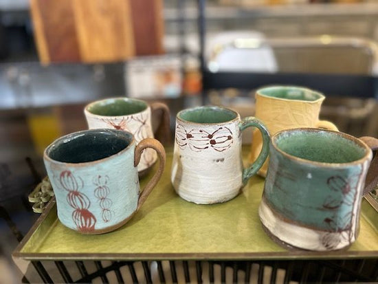 Custom Ceramic Hand Made Set of 5 Mugs