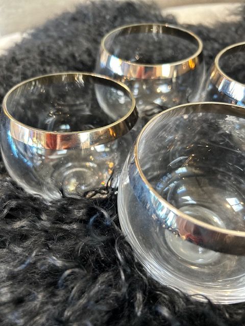 MCM Dorothy Thorpe rolli poli silver band glasses set of 4