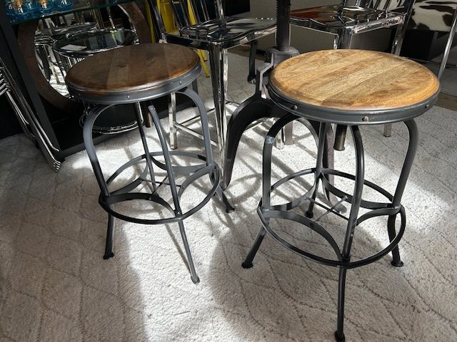 Machinist Stool With Wood Seat and Metal Frame EACH