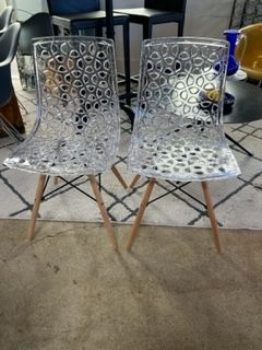 *Pair of Mod Lazer Cut Acrylic Eifel chairs