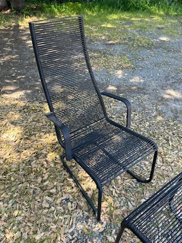 Vintage MCM Outdoor Corded Chair &amp; Ottoman