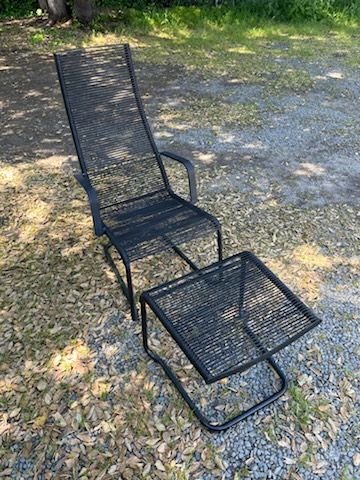 Vintage MCM Outdoor Corded Chair &amp; Ottoman