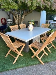 Solid Teak Folding Patio Dining Chairs   SET OF 4