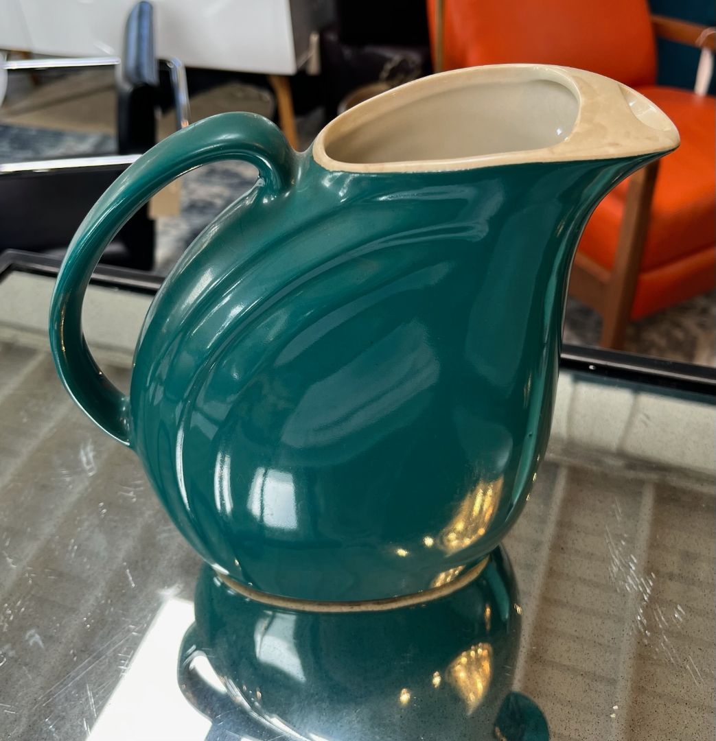 Vintage Hall USA Teal Glazed Ceramic Pitcher