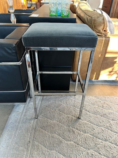 Custom Gray Velveteen Bar Height Stool  EACH