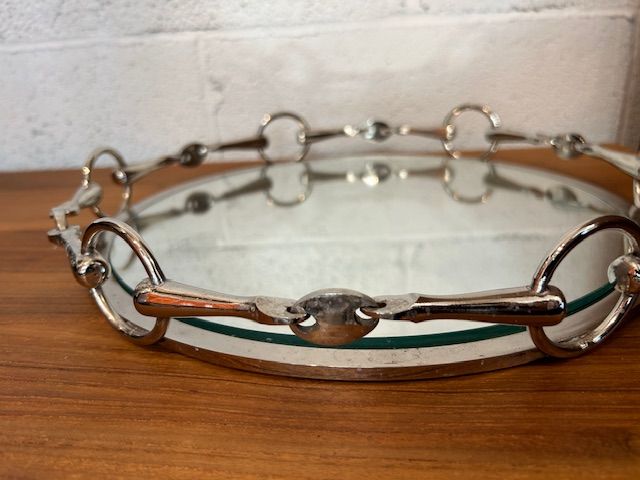 Vintage Chain Link and Mirror Tray