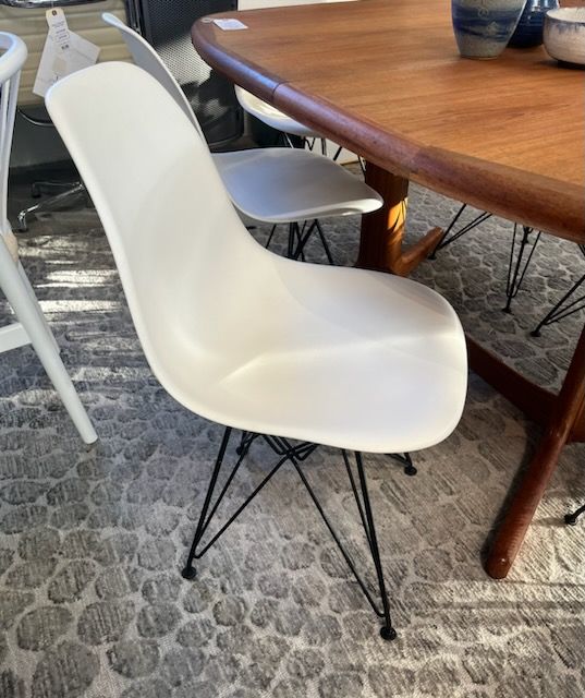 White Eames Molded Plastic Dining Side Chairs  SET OF 6