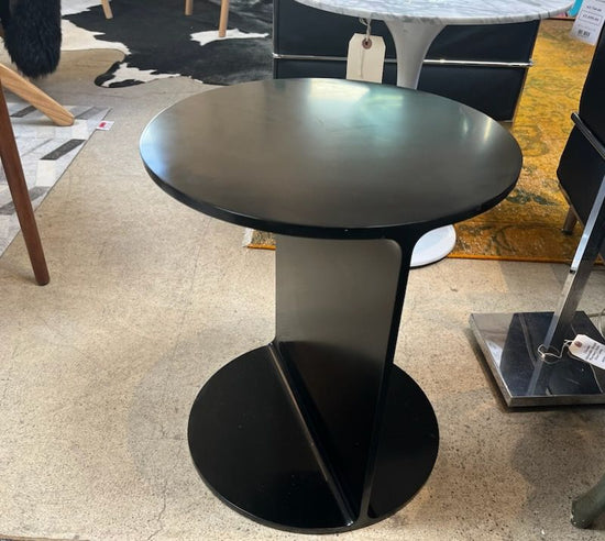 RH I-Beam Blackened Steel Round Side Table