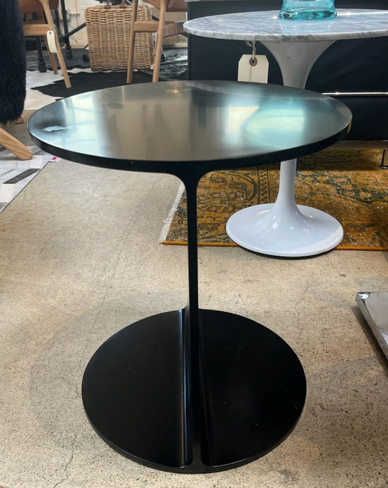 RH I-Beam Blackened Steel Round Side Table