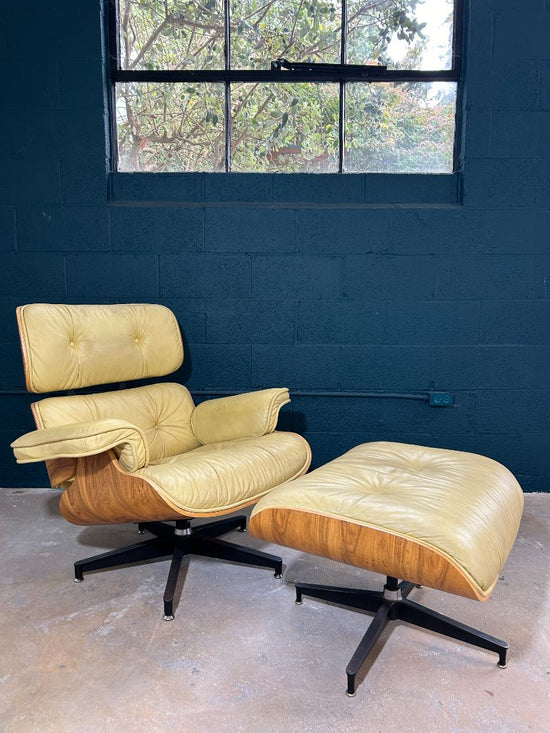 Vintage Leather Eames Style Lounge Chair (1970s-1980s)