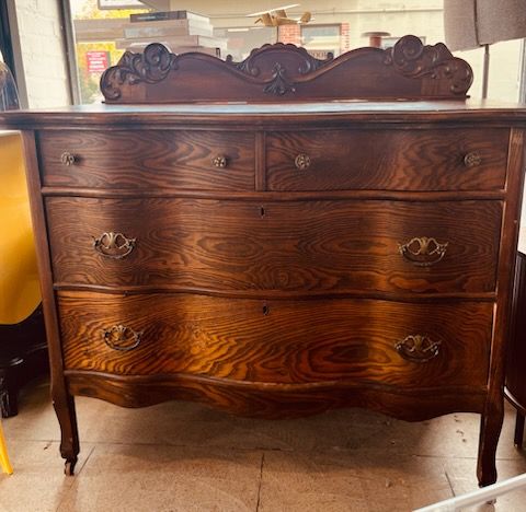 Antique Oak Serpentine Lowboy Dresser