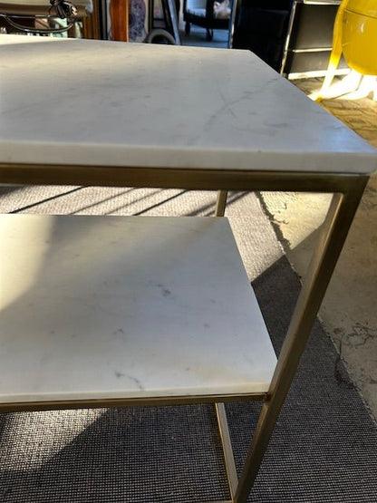 Pottery Barn Marble and Brass 2 Tier Console