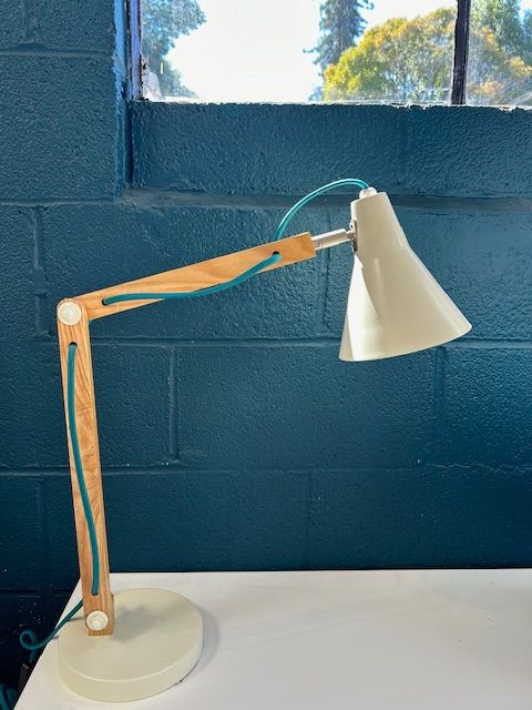 Vintage Wood and Metal Desk Lamp