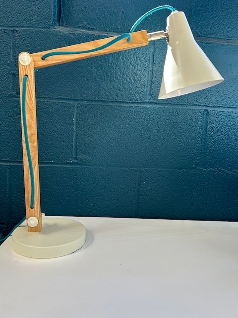 Vintage Wood and Metal Desk Lamp