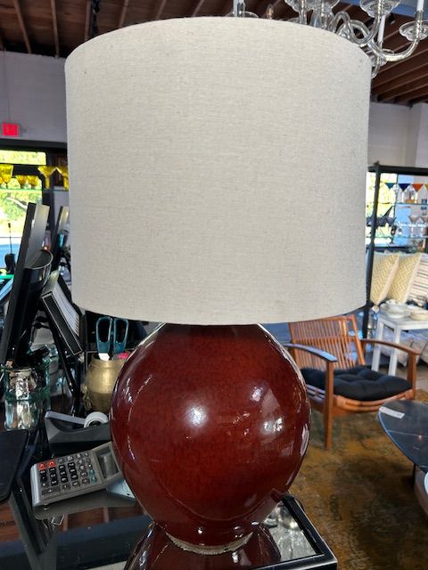 Vintage Ceramic Burnt Red Glazed Table Lamp