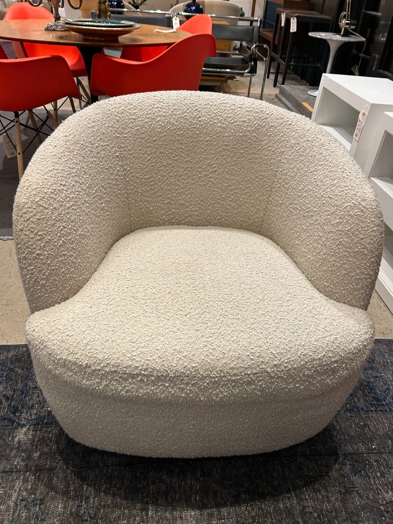 CB2 Gwyneth Ivory Boucle Swivel Chair by Goop