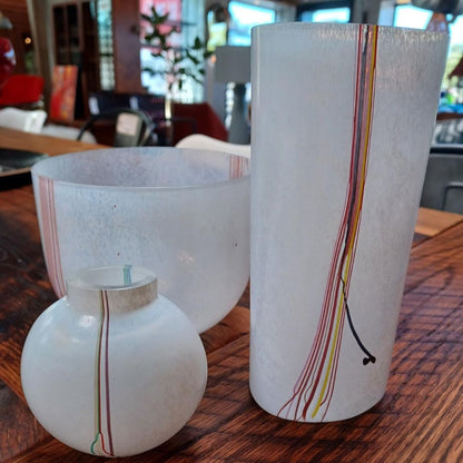 **Kosta Boda Glass Vase. White Glass. Abstract Design.