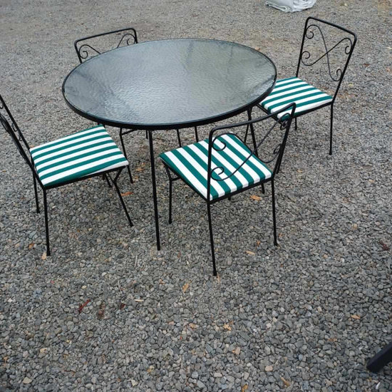 Vintage Bubble Glass Bistro Table & 4 Chairs    SET