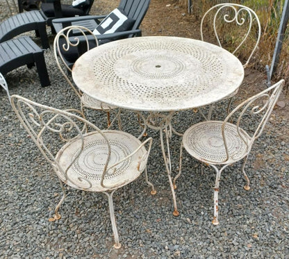 **Antique French Bistro Table &amp; 4 Chairs  SET