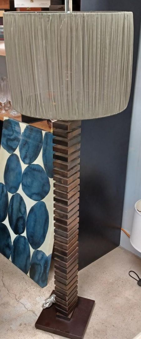 Floor Lamp. Stacked Square Wood Pieces . Espresso Finish.