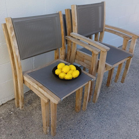 Ventana Teak Stackable Chairs ($1845.00 original retail). Set of 5.