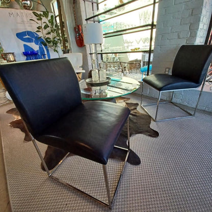 *CB2 Coop Leather And Polished Nickel Chair