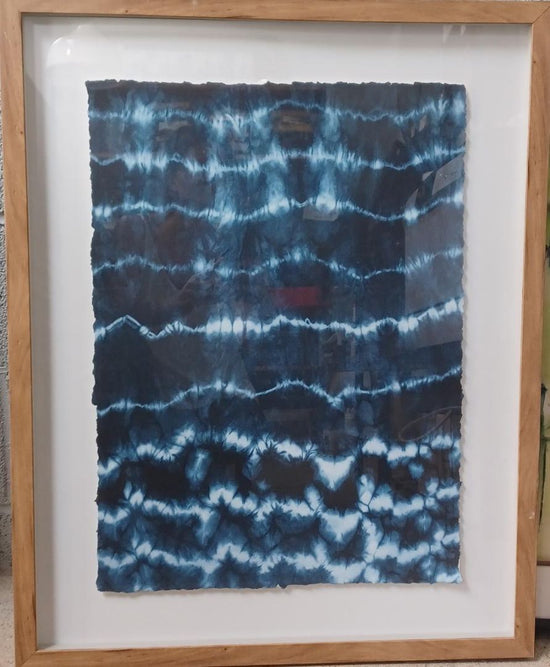 Blue & White Tie Dye, Natural Frame., 24"W  x 30"H x 1.25"D