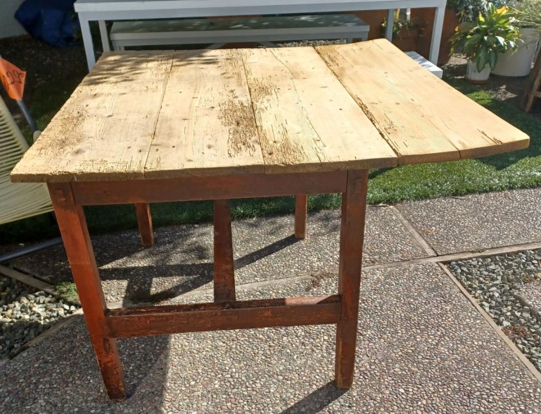 Antique French Worm Table. One Drop Leaf.