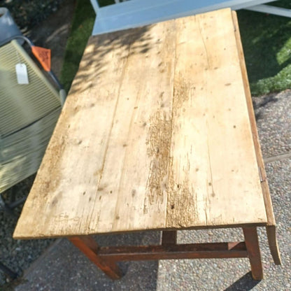 Antique French Worm Table. One Drop Leaf.