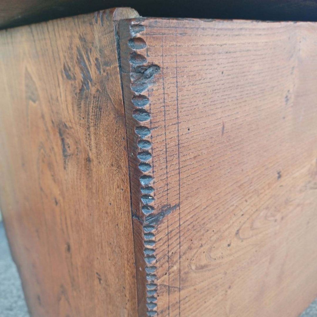 Antique Coffer, 6 Plank Sword Chest, English, Oak. 1650&