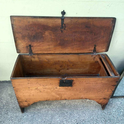 Antique Coffer, 6 Plank Sword Chest, English, Oak. 1650&