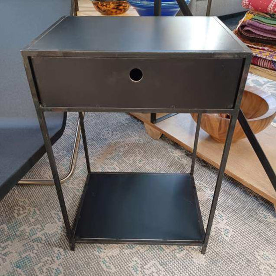 ABC Carpet Flatiron-Wrought Steel Side Table. 1 Drawer.