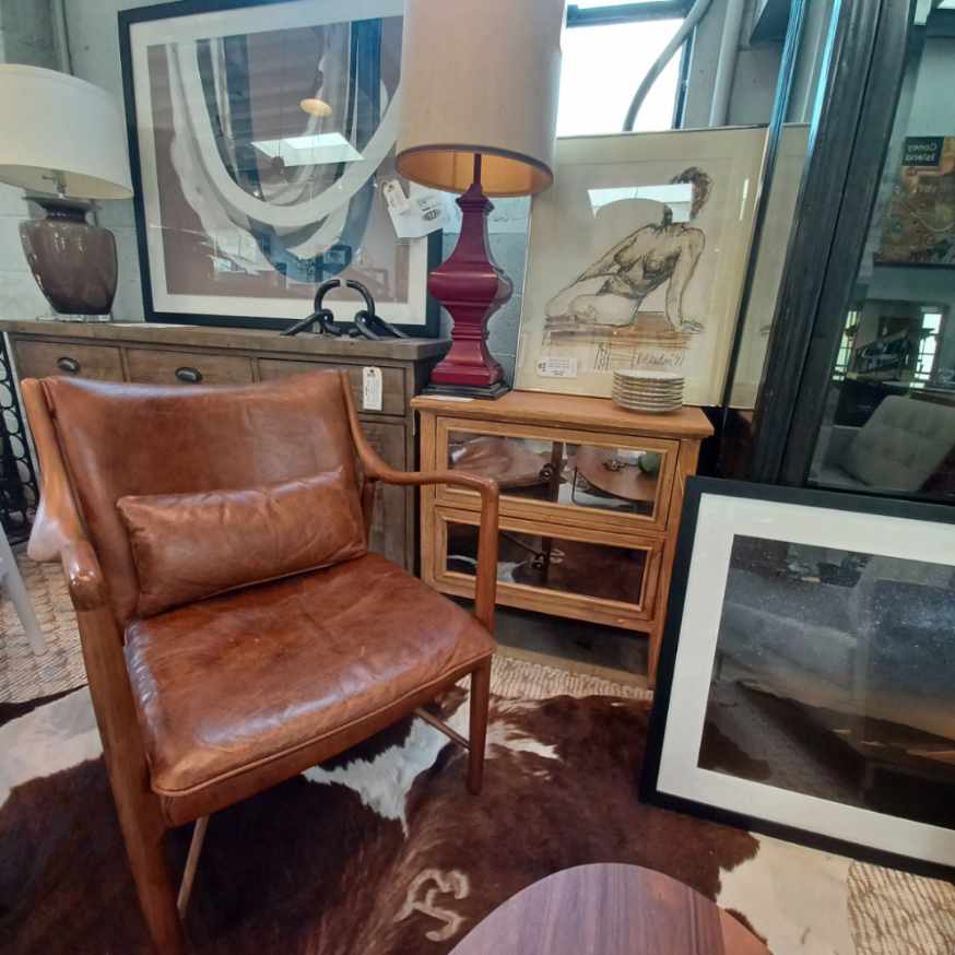 Nola Club Chair. Brown Leather.