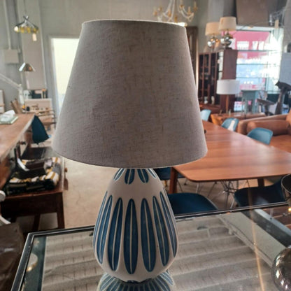 Blue &amp; White Ceramic Mid Century Modern Style Lamp