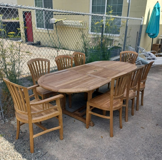 Wooden Duck Teak Nicasio Table & Batavia Chairs (6 side/2 arm)  SET