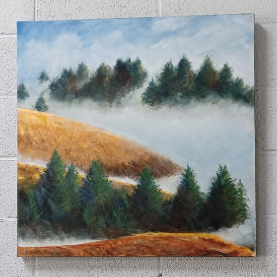 **Original Oil On Canvas By John Hood . Ridge Fog.