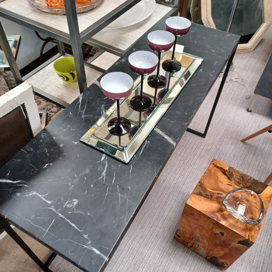 "Mobital Onix" Black Marble Top Sofa Table