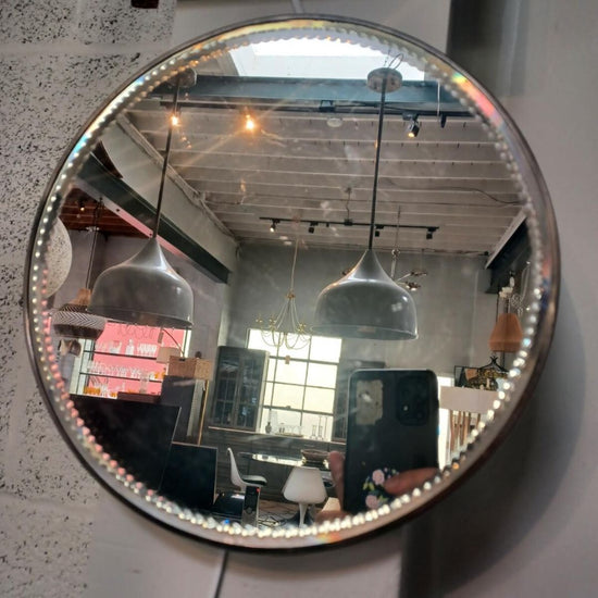 Vintage Frameless Round Mirror. Beautifully Beveled.