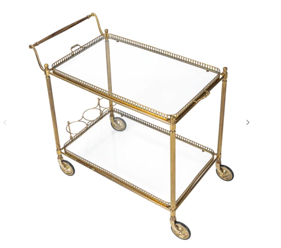 Vintage French Brass Bar Cart Circa:1950