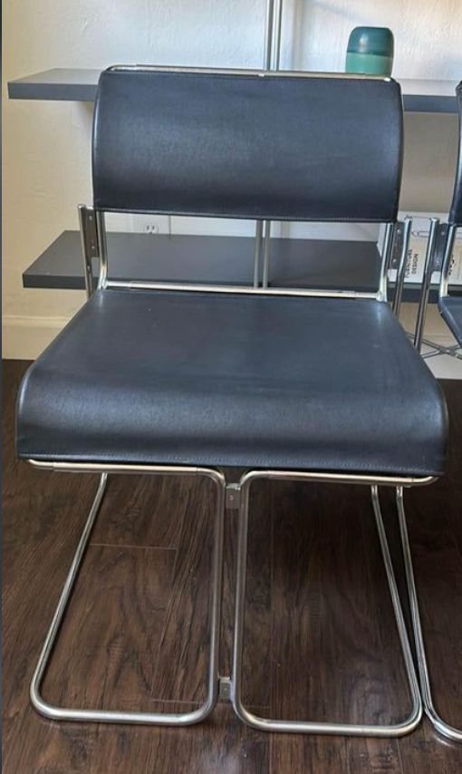 OFF SITE Harter Tablet Chairs in Leather &amp; Chrome