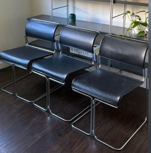 OFF SITE Harter Tablet Chairs in Leather &amp; Chrome