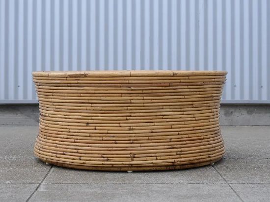 Vintage Gabriella Crespi Style Reeded Bamboo Side/Coffee Table