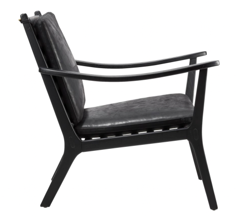 CB2 Black Leather Parlay Lounge Chair