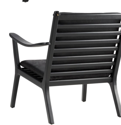 CB2 Black Leather Parlay Lounge Chair