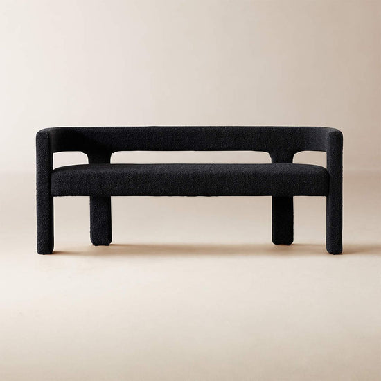 CB2 Stature 67" Black Boucle Bench