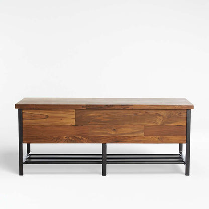 Crate &amp; Barrel Teca Storage Trunk-Bench