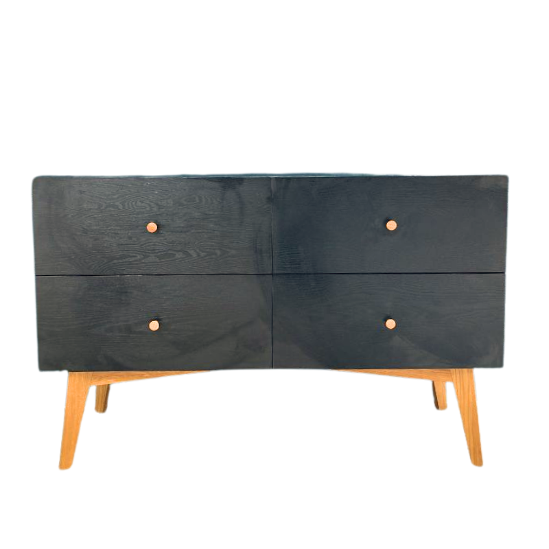 West Elm Black 4 Drawer MCM Style Sideboard or Dresser